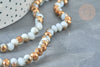 Perles abacus facetté cristal bicolore blanc doréé 6x5mm, perles bijoux cristal, le fil de 42.5cm G7999-Gingerlily Perles