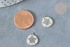 Pendentif Médaille fleur acier 304 inoxydable 13,5mm, l'unité G8012-Gingerlily Perles