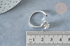 Bague réglable rotativelune étoile laiton platine zircon blanc 16,9mm, bague fine à offrir, bijoux à offrir, 16,9mm G8031