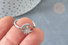 Anillo de circonio blanco platino de latón con estrella lunar giratoria ajustable de 16,9 mm, anillo fino para ofrecer, joyería para ofrecer, 16,9 mm G8031