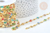Chaine soudée perle verre laiton doré couleur mixte 13mm, chaine collier création bijoux ,le mètre G7823-Gingerlily Perles