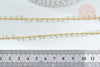 Chaine dorée perle cristal vert clair 2.5x2mm, chaine collier,création bijoux ,chaine lunettes,chaine fantaisie,vendue au mètre G5841-Gingerlily Perles