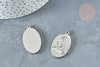 Oval virgin medal pendant 304 stainless steel platinum 34mm, nickel-free silver, X1 G8321