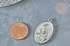 Oval virgin medal pendant 304 stainless steel platinum 34mm, nickel-free silver, X1 G8321