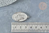 Pendentif médaille vierge ovale acier 304 inoxydable platine 34mm , argenté sans nickel, X1G8321