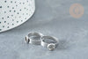 Anillo ajustable para cabujón de 6 mm en acero inoxidable plateado de 17-18 mm, un soporte de anillo personalizable para la creación de joyas, el 2 G8227