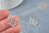 Coral branch pendant silver stainless steel 201 23.5mm, platinum stainless steel, nickel-free pendant, jewelry creation, unit G8158