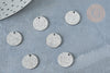 Flat round silver textured 304 stainless steel charm 12mm, pretty silver medal to create your jewelry, set of 10 G8328