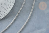 Silver 304 stainless steel rollo mesh chain 3mm, platinum stainless steel jewelry creation, by the meter G8140