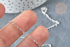 Chaine laiton platine maille coeur 1.8x2.4mm,,chaine fantaisie création bijoux, le mètre G8141
