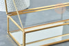 Gold metal glass jewelry box rectangle 23cm for jewelry storage, X1 G8099 