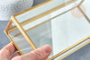 Joyero de cristal y metal dorado rectangular de 23 cm para almacenamiento de joyas, X1 G8099 