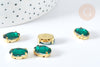 Cabujón de cristal ovalado verde esmeralda con montura de latón dorado 14x10 mm, accesorios para la creación de joyas, juego de 5 G8113