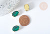Cabujón de cristal ovalado verde esmeralda con montura de latón dorado 14x10 mm, accesorios para la creación de joyas, juego de 5 G8113