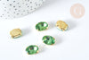Light green oval crystal cabochon with gold brass setting 14x10mm, accessories for jewelry creation, set of 5 G8112