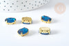 Cabujón de cristal ovalado azul intenso con montura de latón dorado 14x10 mm, accesorios para la creación de joyas, juego de 5 G8115 