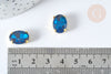 Intense blue oval crystal cabochon with golden brass setting 14x10mm, accessories for jewelry creation, set of 5 G8115 