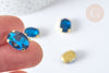 Cabujón de cristal ovalado azul intenso con montura de latón dorado 14x10 mm, accesorios para la creación de joyas, juego de 5 G8115 