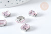 Cabujón de cristal rectangular rosa claro con engaste de latón plateado 8x10 mm, accesorios para la creación de joyas, juego de 5 G8114 