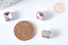 Cabujón de cristal rectangular rosa claro con engaste de latón plateado 8x10 mm, accesorios para la creación de joyas, juego de 5 G8114 
