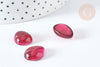 Cabujón gota de vidrio liso 18x13mm Rojo magenta, cabujón para la creación de joyas, X1 G8130