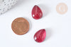 Cabujón gota de vidrio liso 18x13mm Rojo magenta, cabujón para la creación de joyas, X1 G8130
