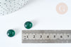 Cabujón redondo de vidrio liso 12 mm verde oscuro, cabujón para la creación de joyas, X1 G8146