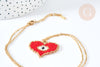 Long necklace pendant weaving heart eye protective seed bead golden steel 50cm, gift for woman, unit G7687