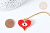 Collar largo colgante tejido corazón ojo protector semilla acero dorado 50cm, regalo para mujer, unidad G7687