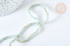 Perles rondelles verre opaque facettées bleu pâle et doré 4x3mm, bijou fantaisie DIY, fil de 39cm, X1 G8264