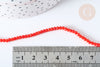 Red-orange faceted opaque glass rondelle beads 3x2mm, crystal jewelry, DIY costume jewelry, 39cm wire G8257