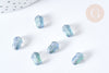 Pakchoi flower beads blue purple glass, Czech glass beads, 10 beads G8108