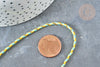 Green yellow turquoise braided cord gold thread 1.5mm-2mm, multicolor scrapbooking cord, length 1 meter, X1 G8125