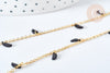 Faceted plexiglass bead chain black gold brass 7x3mm, DIY colorful jewelry creation, X 1 meter G7824