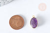 Natural amethyst scarab pendant, 925 silver, 18K gold plated, 20mm, lucky stone pendant, X1, G7724