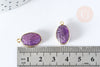 Natural amethyst scarab pendant, 925 silver, 18K gold plated, 20mm, lucky stone pendant, X1, G7724