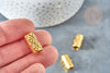 Cylindrical golden zamac tube bead 17mm, jewelry making bead, X10 G8393 