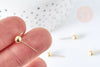 Bullet ear studs, 304 stainless steel, gold-plated 24K, 17mm, steel earrings, pierced ear, X10, G8433