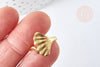 Adjustable gingko leaf ring in 304 stainless steel, size 57, women's stainless steel ring, unit G7636