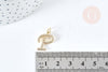Initial letter P pendant gold brass white zircon 16mm, first name initial pendant X1 G8441