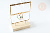 Pendientes de exhibición de joyería base de madera de latón dorado 20,7 cm 2 filas, exhibición de joyería, X1 G8377