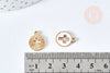 Round gold zamac cross pendant white enamel 15mm, gold pendant for jewelry creation, X5 G8418 