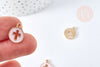 Round gold zamac cross pendant pink enamel 15mm, gold pendant for jewelry creation, X5 G8417 