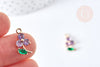 Purple zircon flower pendant in golden brass 17mm, flower pendant jewelry creation, unit G8404