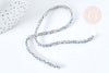 Perles toupies cristal gris transparent irisé gris 3.5x2.5mm, perles bijoux, perle cristal,Perle verre facette, fil 25.4cm G8594