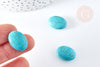 Perle galet ovale howlite turquoise, howlite naturelle, perle turquoise, perle pierre, howlite,26mm, X5,G3438