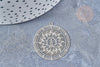 Pendentif estampe filigrane rond soleil acier 201 inoxydable argenté 32.5x30mm, pendentif très léger pour boucles et colliers X2 G4110
