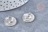 Colgante medalla estrella ovalada de latón platino 24 mm, plata sin níquel, creación de joyas, unidad G8432 