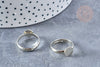 Adjustable brass ring supports steel color 17mm tray 8mm, silver ring creation, set of 4 G8615 
