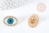 Protective eye pin brooch, golden brass enamel, golden brooch, luck, jacket decoration, X1 G8510